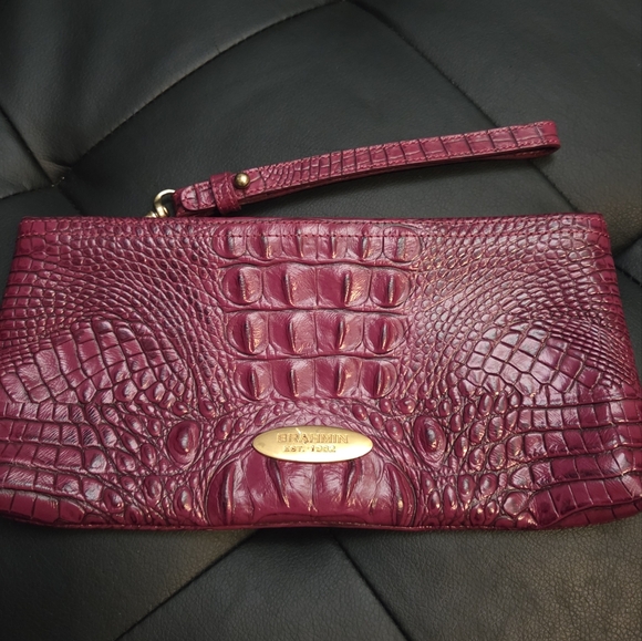 Brahmin Magenta Crocodile Embossed Wristlet